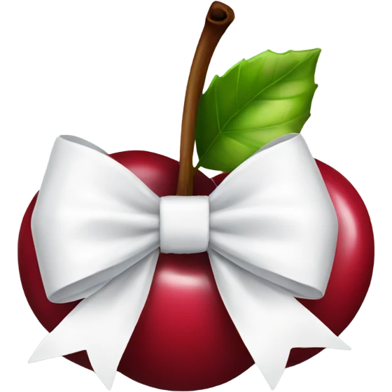 White bow with cherry emoji