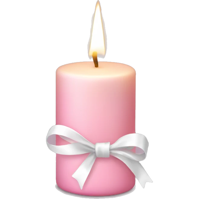pastel pink christmas candle, with white ribbon emoji