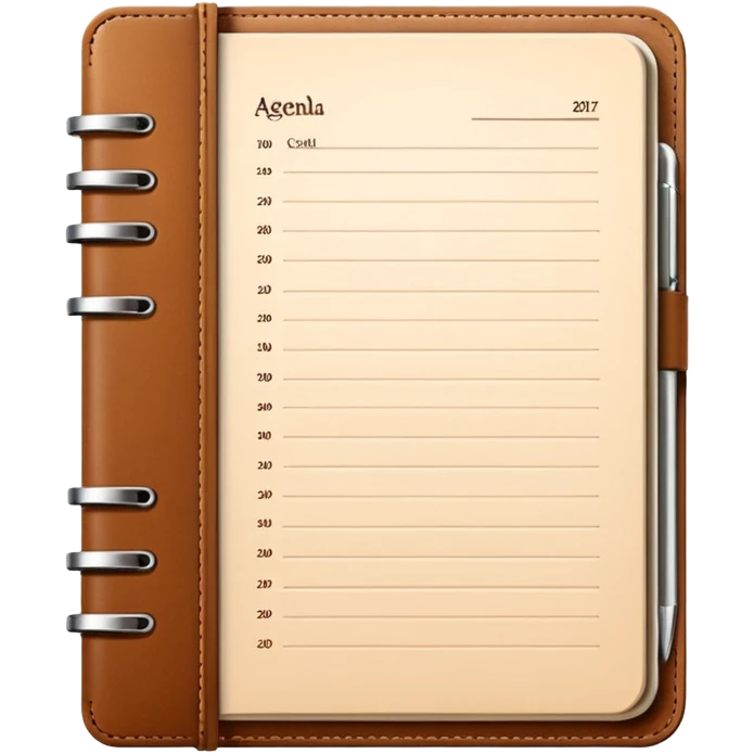 daily planner agenda leather with open page emoji