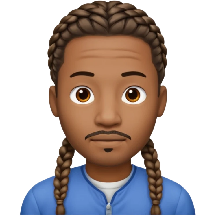 Hazme un emoji de un hombre negro con trenzas y una pequeña perilla sin bigote emoji