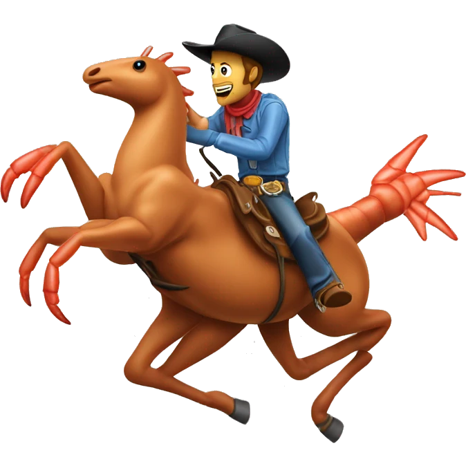 Cowboy riding a bucking shrimp  emoji