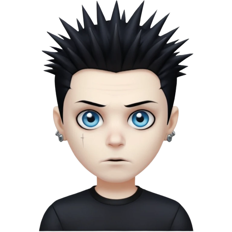 White zombie boy, spiky hair, anarchic blouse, relaxed eyes  emoji