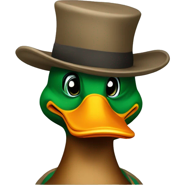 Mallard duck wearing a hat backwards emoji