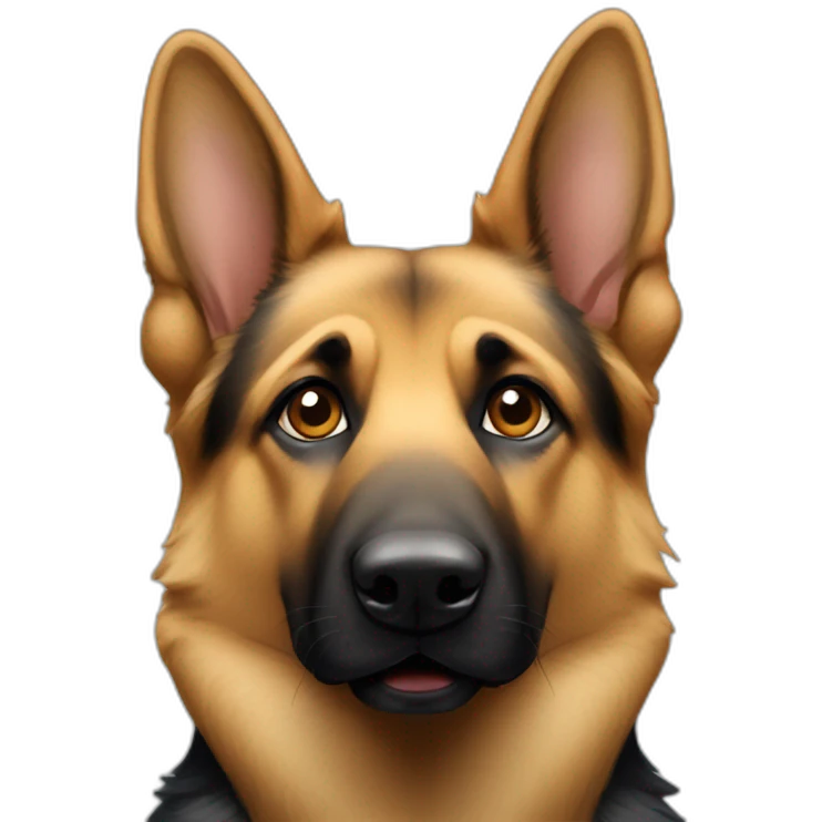 German Shepherd with one ear up and one ear down  emoji