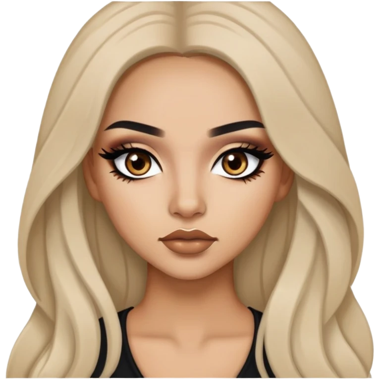 latina, baddie,pretty, brown eyes, makeup, black eyeliner, long hair emoji