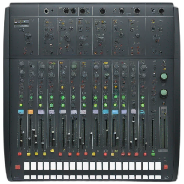 Mixing console with interactive graphics emoji