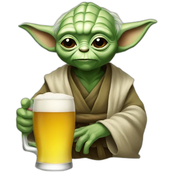 Yoda with a beer emoji