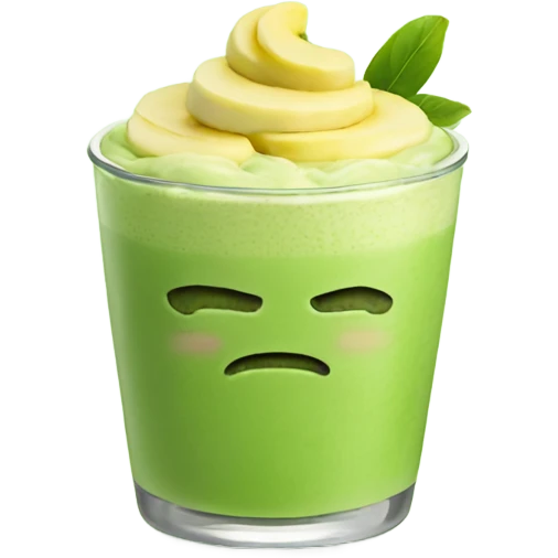 Matcha with banana pudding on top emoji