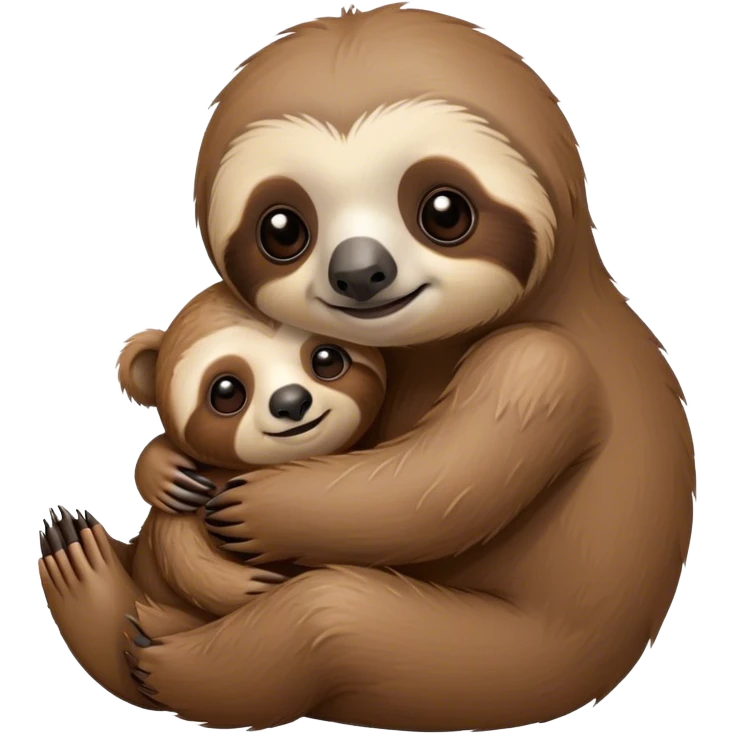 Baby sloth hugging a teddy bear emoji