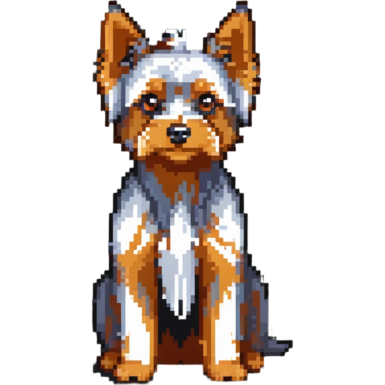 yorkshire terrier dog with small body, pointed ears, and silky fur emoji