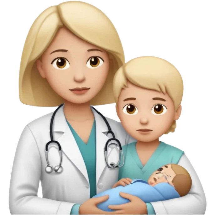 American doctor explaining to mother with sick child. for Family Medicine emoji emoji
