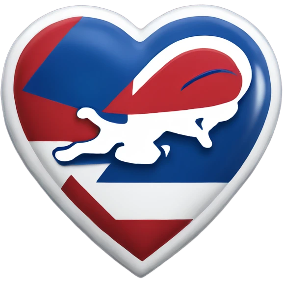 One solid Heart emoji with nothing outside of it with the blue border outside heart, red heart inside, smaller white heart inside of that, with the nfl Buffalo bills in the middle  emoji