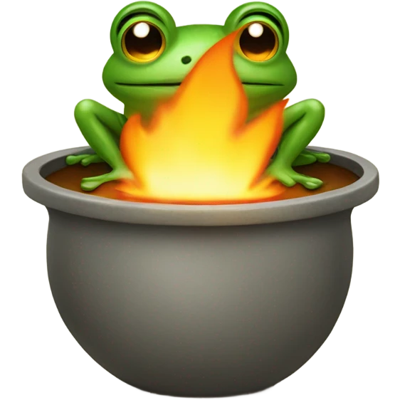 Frog in a pot full of water over a fire emoji