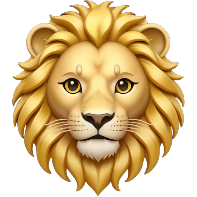 A 3D cartoon lion head tattoo design with flowing mane, bold lines, symbolizing courage and power, Memoji-style. emoji
