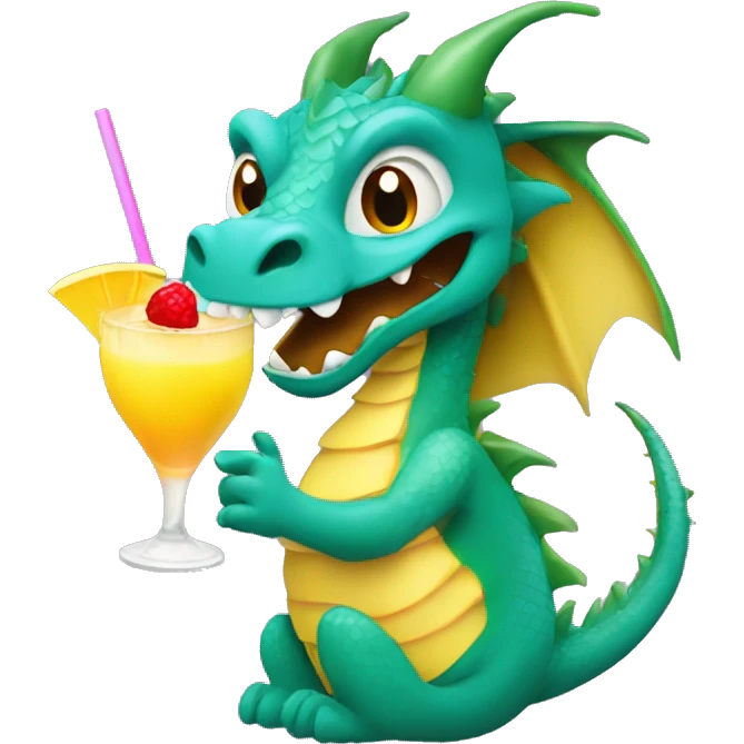 Dragon holding a pina colada emoji