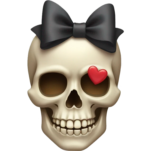 Skull with bow and hearts emoji