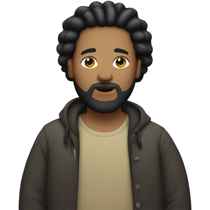 short fat light skin man with black beard and dreads emoji