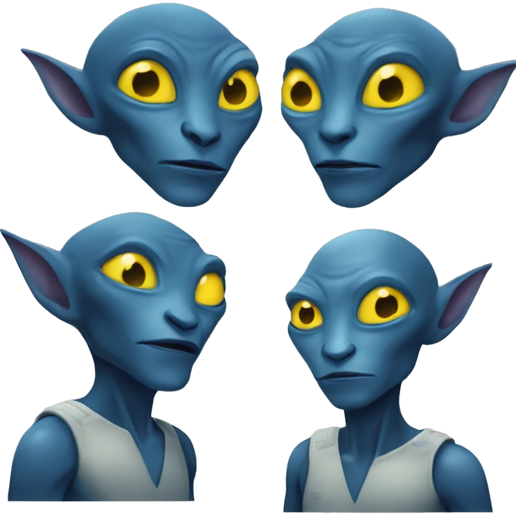 blue alien yellow eyes pointed ears na'vi emoji