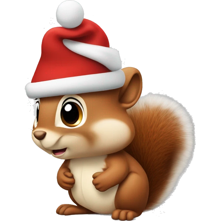 squirrel holding some Walnüsse and wearing a christmas hat emoji