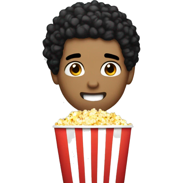 Light skin Guy black hair eating popcorn emoji