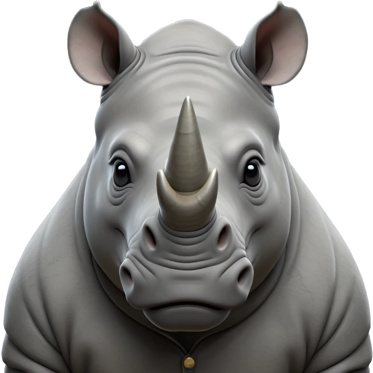 cinematic-noble-rhinoceros-portrait-emoji,-poised,-with-a-massive,-powerful-build-and-a-thick,-hide-of-slate-gray,-deep-set-soulful-piercing-eyes,-simplified-yet-sharp-and-sophisticated-features,-highly-detailed, with large black eyes, szoomed out showing houlders emoji