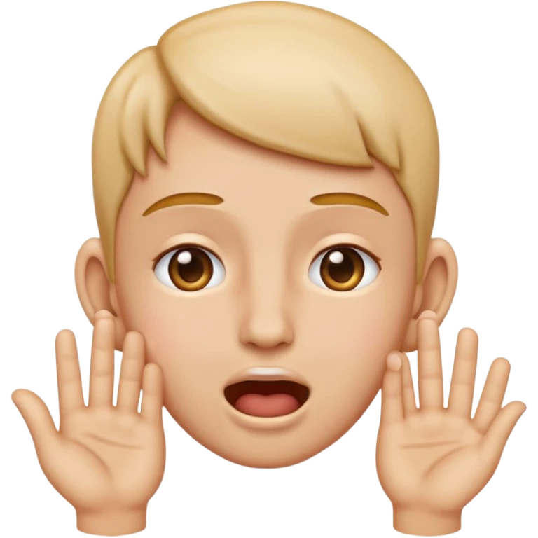 Hands inside ear above drooling emoji emoji