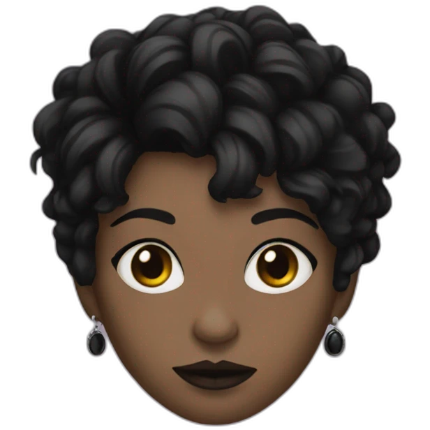 black goth lesbian with black hair emoji