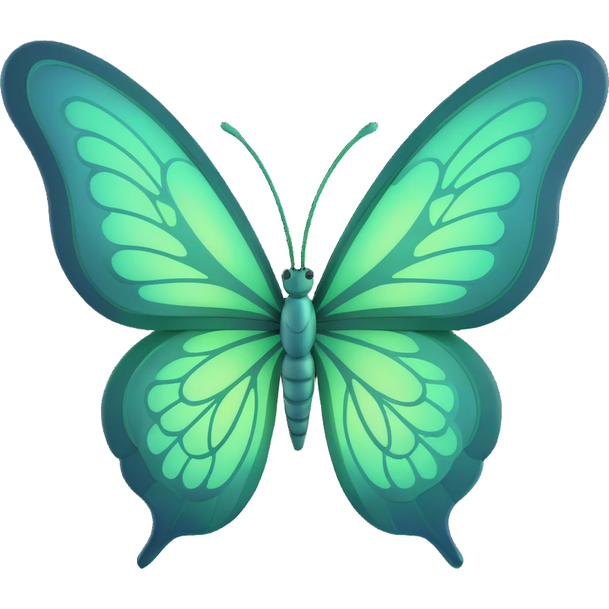 Enhance the butterfly's wings with more intricate, elegant details—add fine vein patterns, subtle layered textures, and delicate ornamental accents. Keep the vibrant #c0ff53 green, glowing highlights, magical particles, dreamy aura, and transparent background. 3D cartoon, digital fantasy art style. emoji