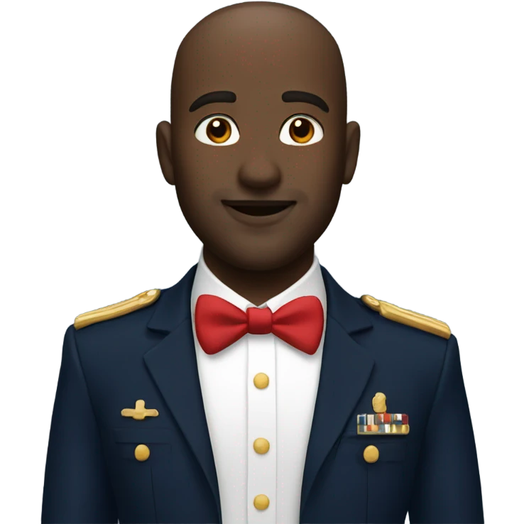A white  man with red lipstick wearing a navy outfit  emoji