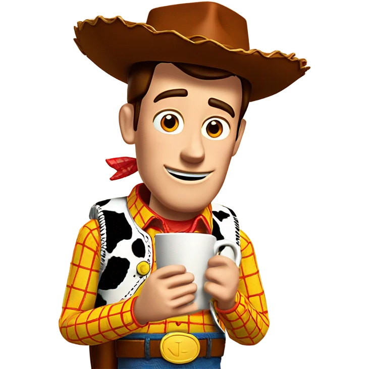 Woody from Toy Story drinking coffee emoji