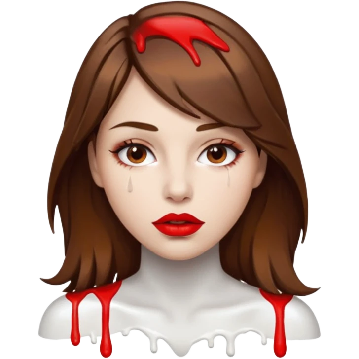Brown Hair, Woman, white paint drip, face, hot, Sexy, lips emoji