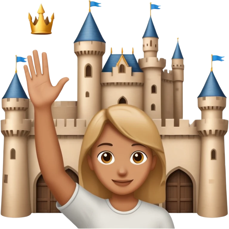 person waving in front of a castle emoji