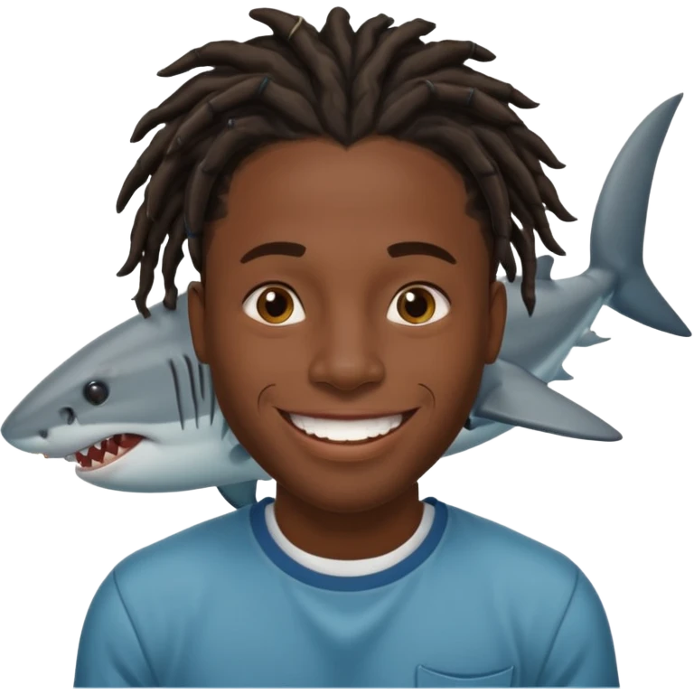 Dark skin black male with locs and shark bite piercings emoji