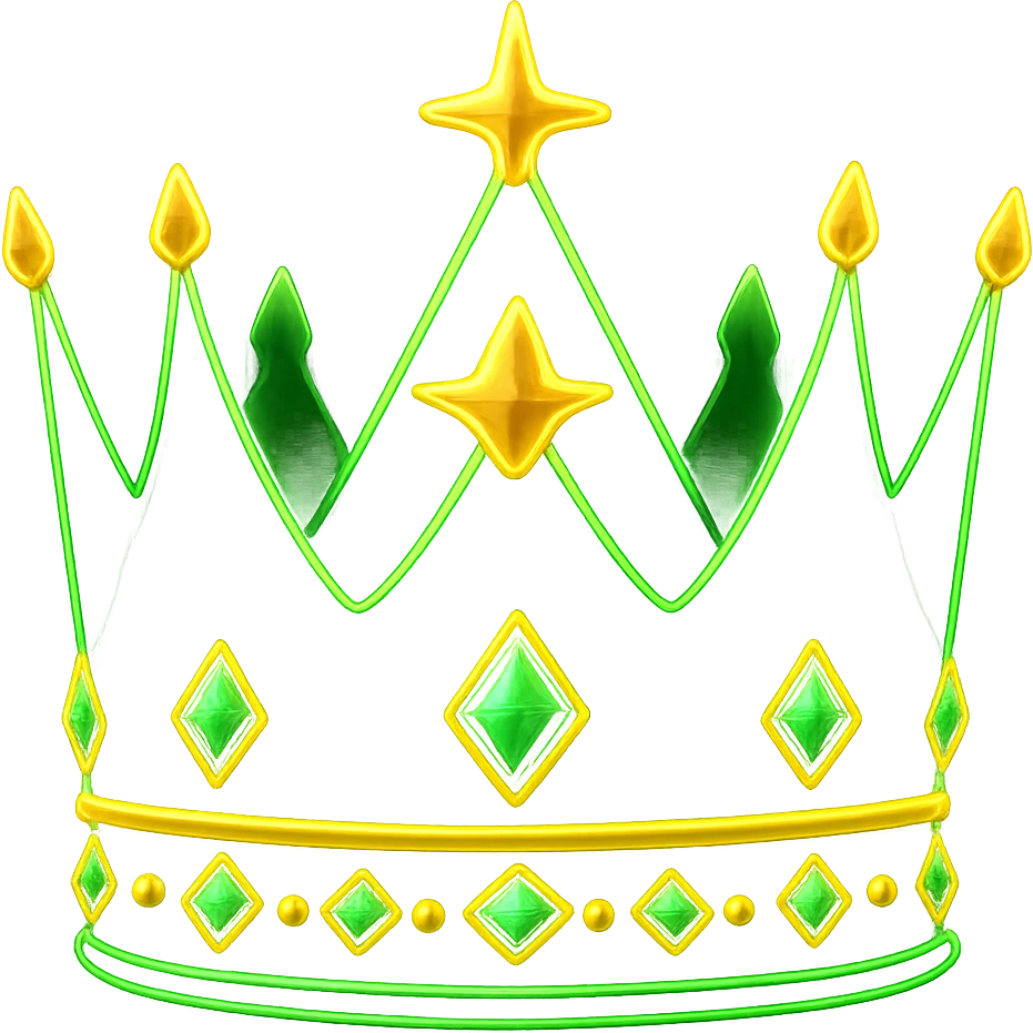 Add a glowing neon effect to the king's crown, keep the background transparent, in a style suitable for editing. emoji