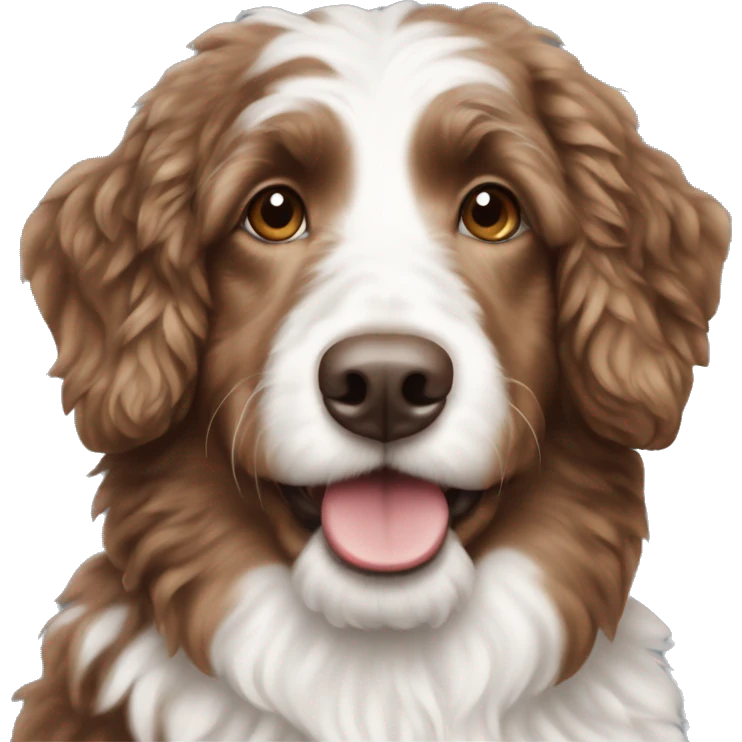 Brown and white Aussie doodle  emoji