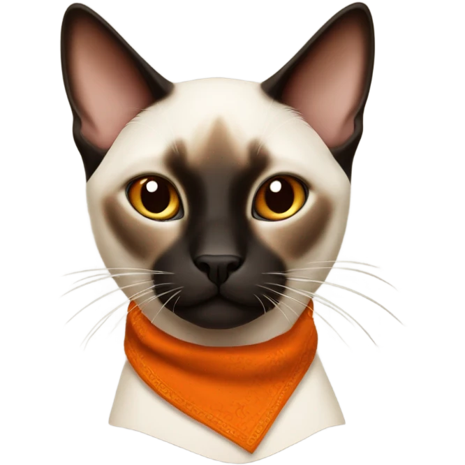 Siamese cat with burnt orange bandana emoji