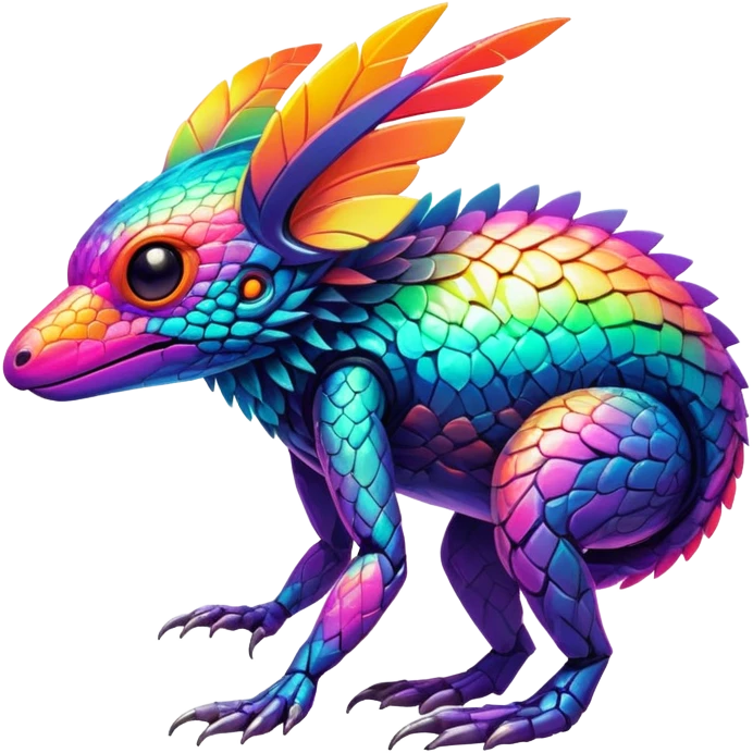 Tropical futuristic lush warm-colored modern colorful neon-colored Fakémon-Trico-creature emoji