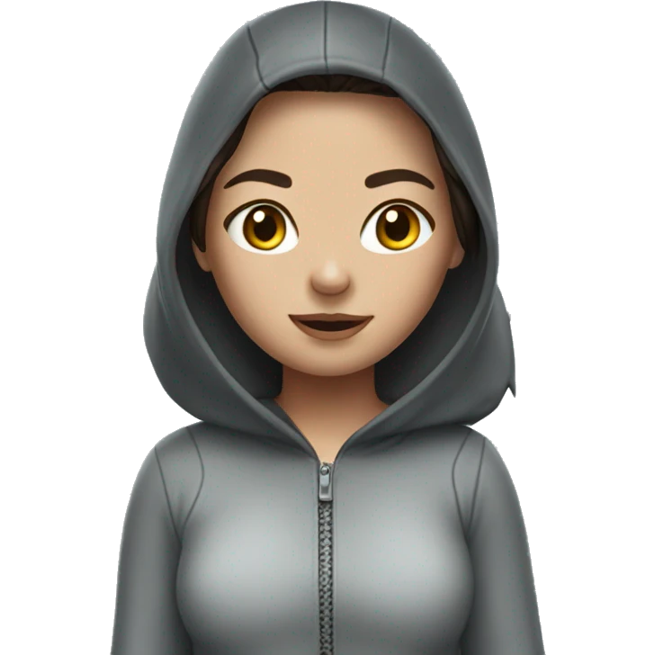 brunette girl in a shark onesie emoji
