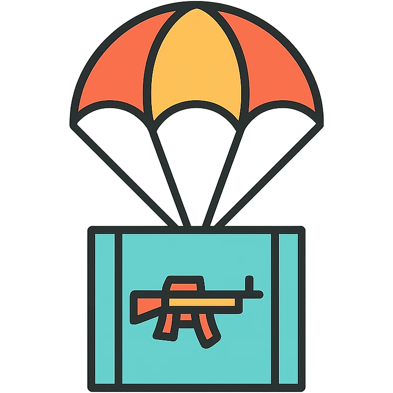 A weapon box with a parachute emoji