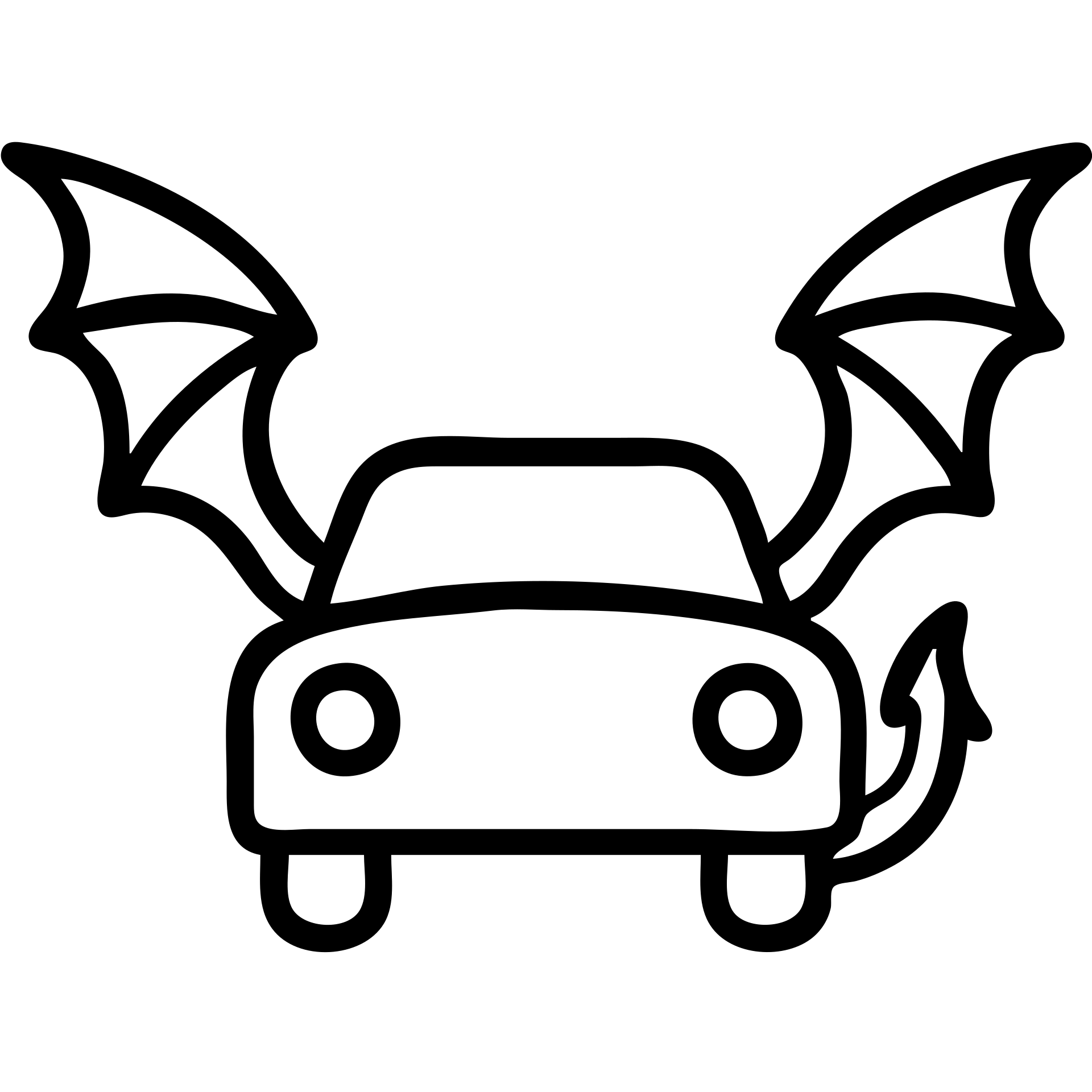 outlined icon of a car with dragon wings or tail emoji