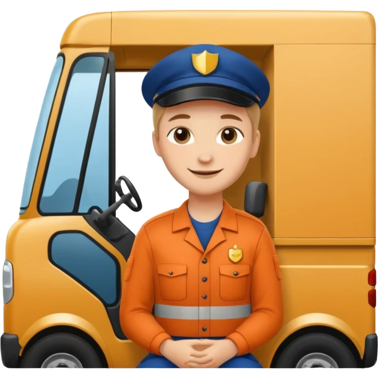 create a realistic emoji of a logistic worker parking and resting  emoji