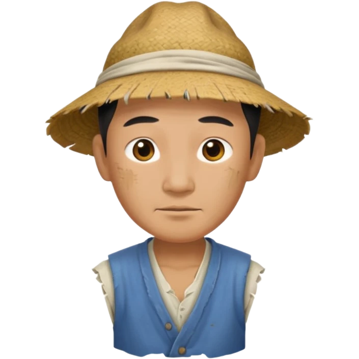 china ancient man, farmer, tattered emoji