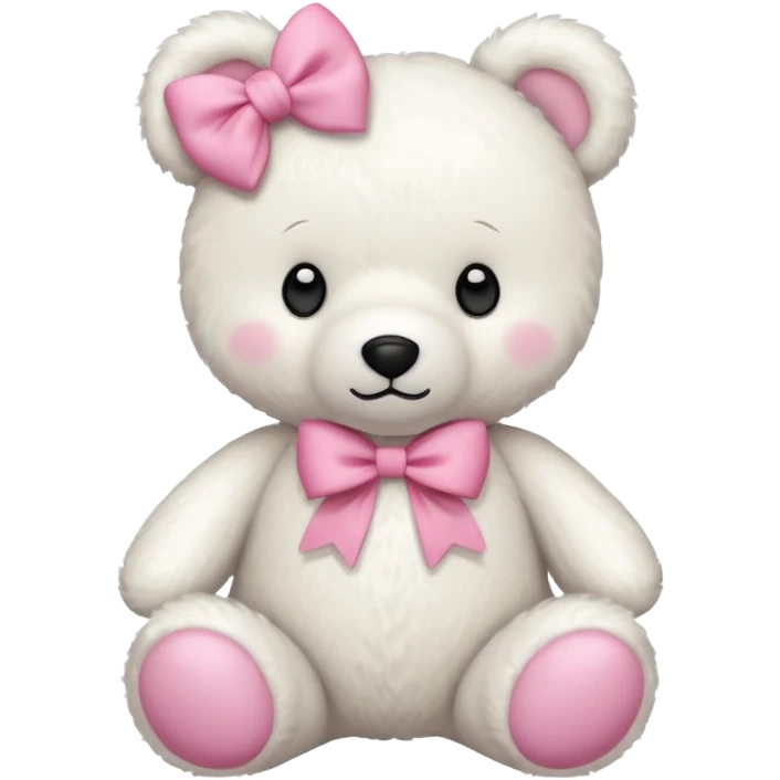 white teddy bear with pink bow emoji