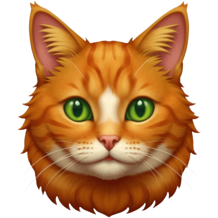 A high-resolution photo-realistic digital illustration of a ginger tabby cat, chest upward emoji