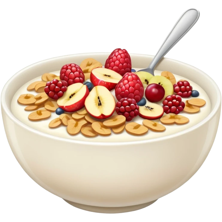 a bowl of wheat cereal with milk WITHOUT a spoon.  emoji