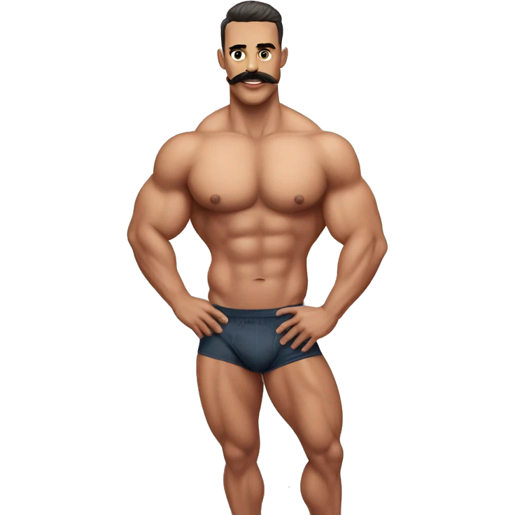 gay bodybuilder with mustache in jock underwear realistic emoji