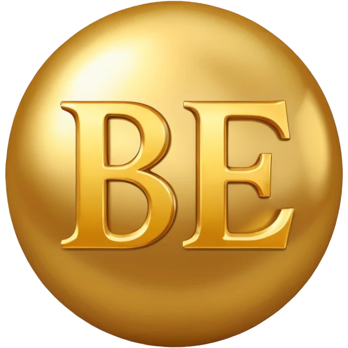 Create a golden ball emote using the initials B, E. From Belle Essence (name of a clothing shop) emoji