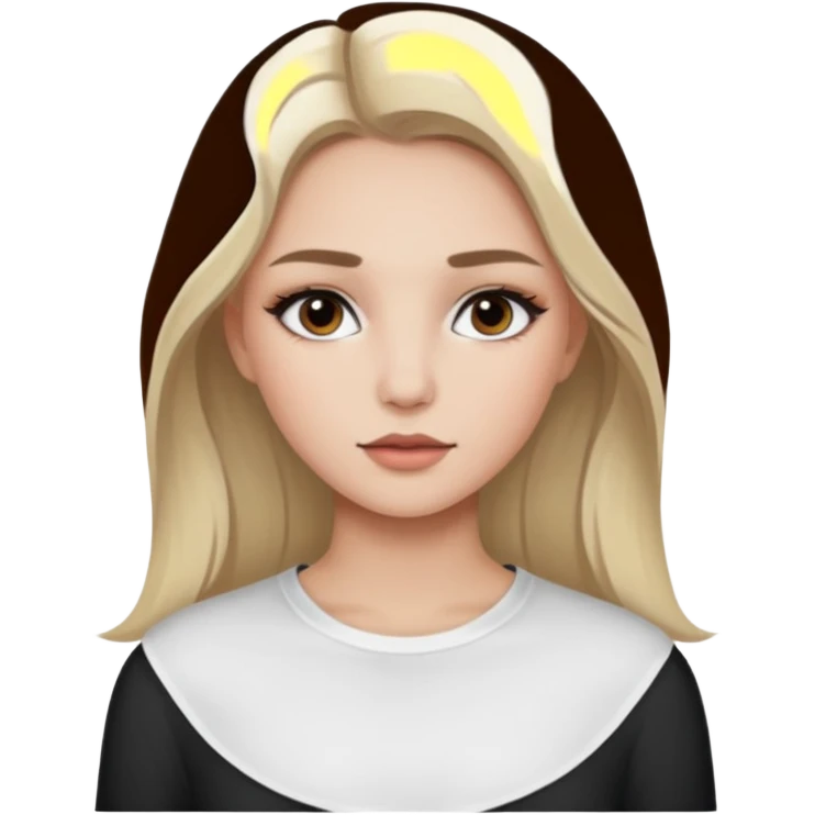 ragazza bionda cenere truccata con maglietta a maniche lunghe bianca emoji