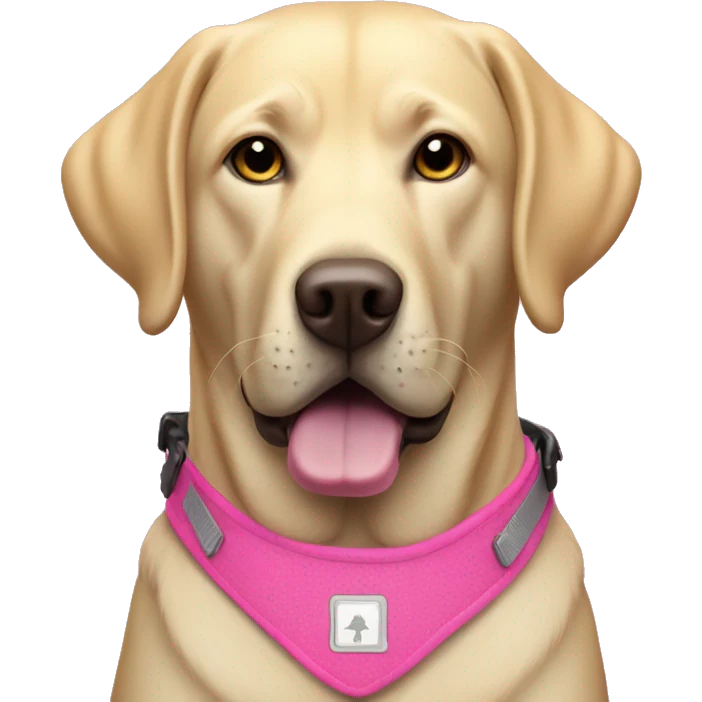 Labrador service dog with a pink vest emoji