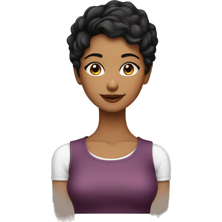mulher cabelo pixie cut morena clara de cabelo escuro emoji